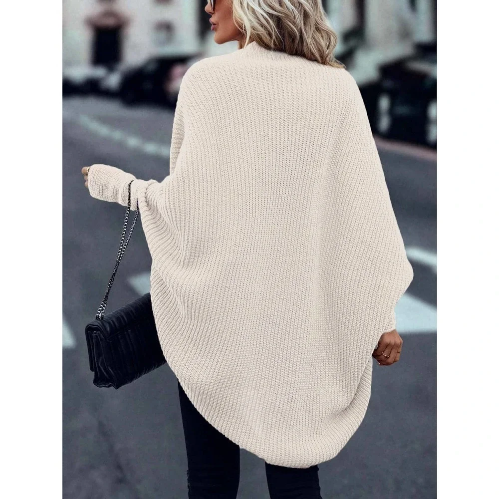 Minimalist cozy knit Batwing Sleeve Duster Cardigan sweater tan - Picture 6 of 8